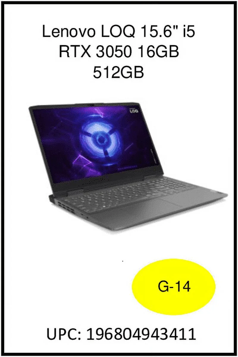 Lenovo LOQ 15.6” FHD 144Hz Gaming Laptop, Intel Core i5-13420H, NVIDIA GeForce GTX 3050 6GB, 16GB RAM, 512GB SSD, Storm Grey, Windows 11, 82XV0094US