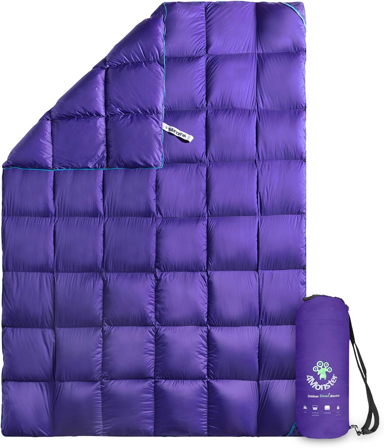 4Monster Outdoor Down Blankets Camping Blanket 650 Fill Travel Down Quilt Compact Waterproof for Picnics, Beach Trips, Camping and Backpacking