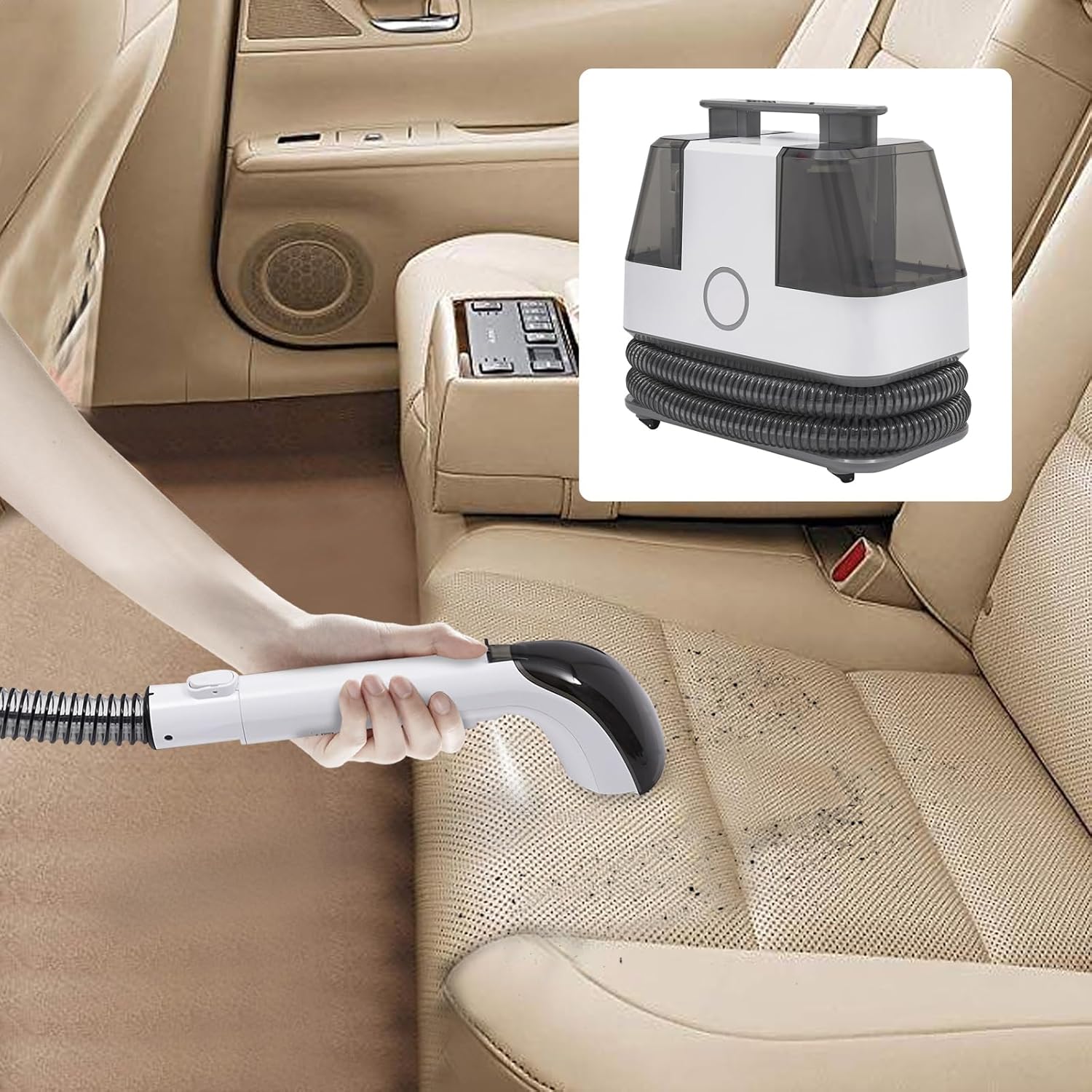 CNCEST Cleaner Machine,15KPa Portable Carpet Couch Deep Cleaner,Wet or Dry Handheld Rug Cleaner with Two Tanks,for Furniture Hand Held Sofa Shampooer for Car Seat Pet Stain