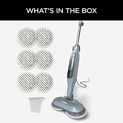 Shark S7000AMZ Steam Mop, Steam & Scrub All-in-One Scrubbing and Sanitizing, Designed for Hard Floors, with 6 Dirt Grip Soft Scrub Washable Pads & 2 Steam Modes, Pure Water Blue