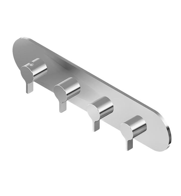 Graff M-Series 18 5/8x22 Round Four Hole Horizontal Thermostatic Valve Trim Plate with Terra Handle in Polished Chrome, SKU: G-8