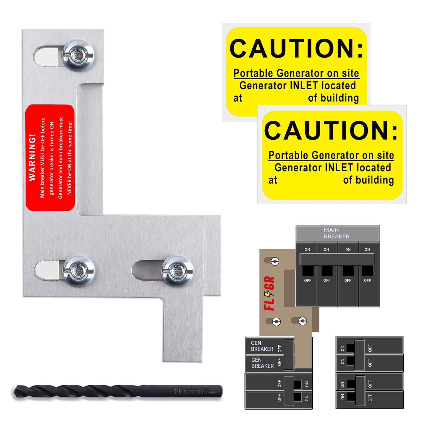 Generator Interlock Kit Compatible with ITE, Siemens, Gould and murray150 or 200Amp Panel, 1 1/4 Inch Spacing Between Main Circuit Breaker and Generator Circuit Breaker, Electrical Interlock Kit