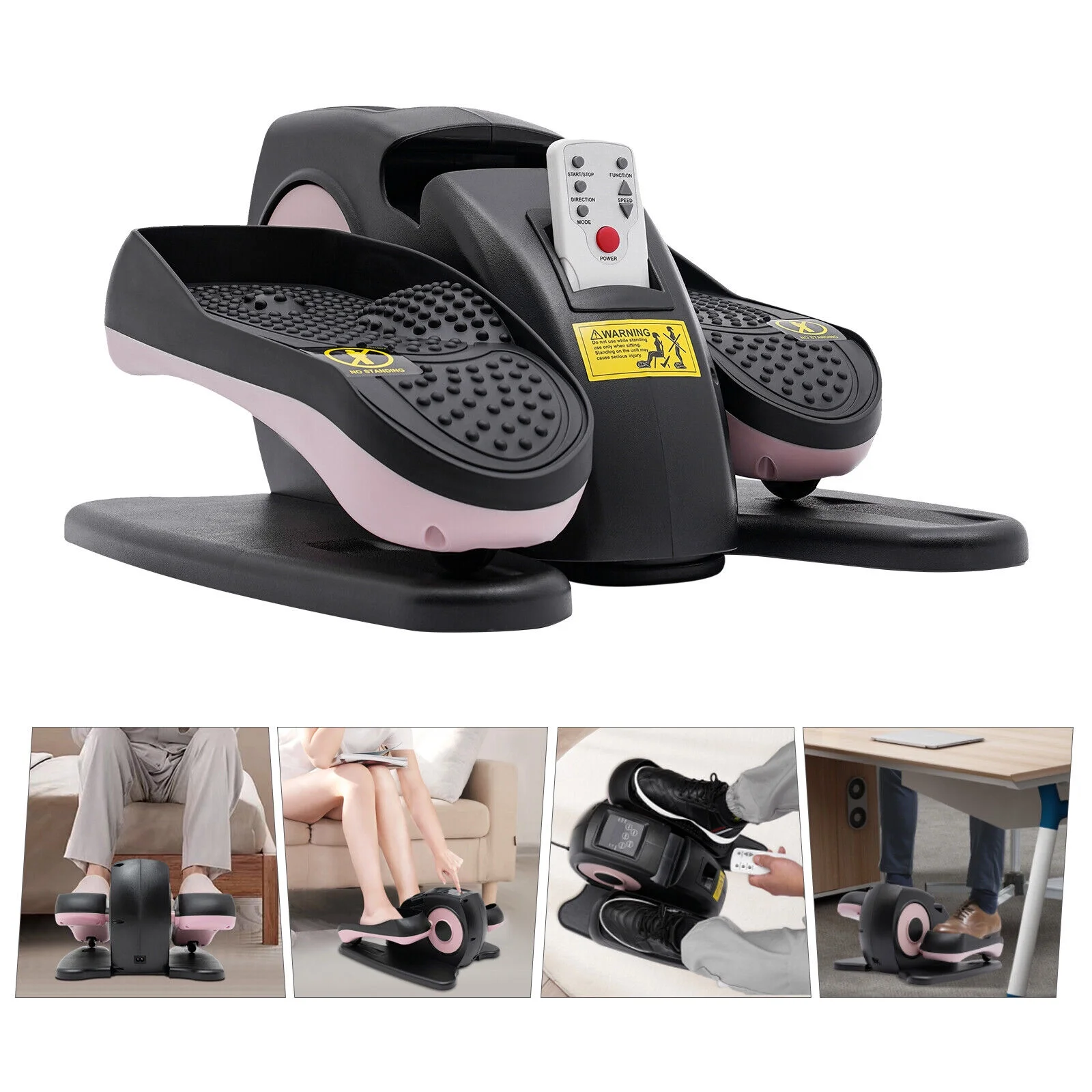 Under Desk Elliptical Machine Electric Seated Leg Foot Pedal Exerciser W/ Remote Pink - Curated Treasures Market