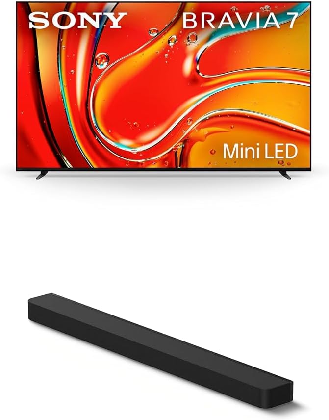 Sony 65 Inch Mini LED QLED 4K Ultra HD TV BRAVIA 7 Smart Google TV with Dolby Vision HDR and Exclusive Features for Playstation®5 (K-65XR70), 2024 Model BRAVIA Theater Bar 8 Sound Bar