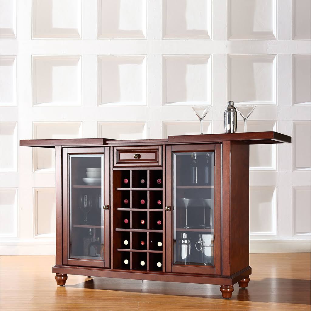 Crosley Cambridge Sliding Top Bar Cabinet Vintage Mahogany