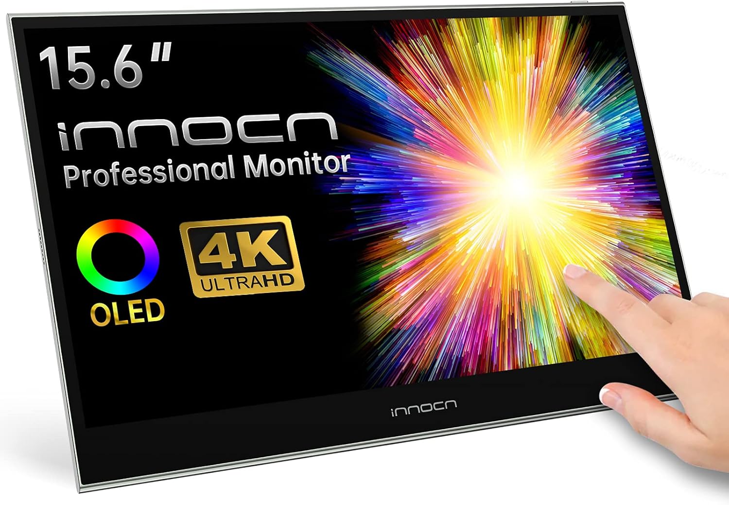 15.6" Portable Monitor - OLED Touch Monitor with Battery by INNOCN - Travel Second Touch Screen for Photo Editing with 4K, 100% DCI-P3, 100000:1, USB C External Monitor for Laptop,PC, Phone,Consoles