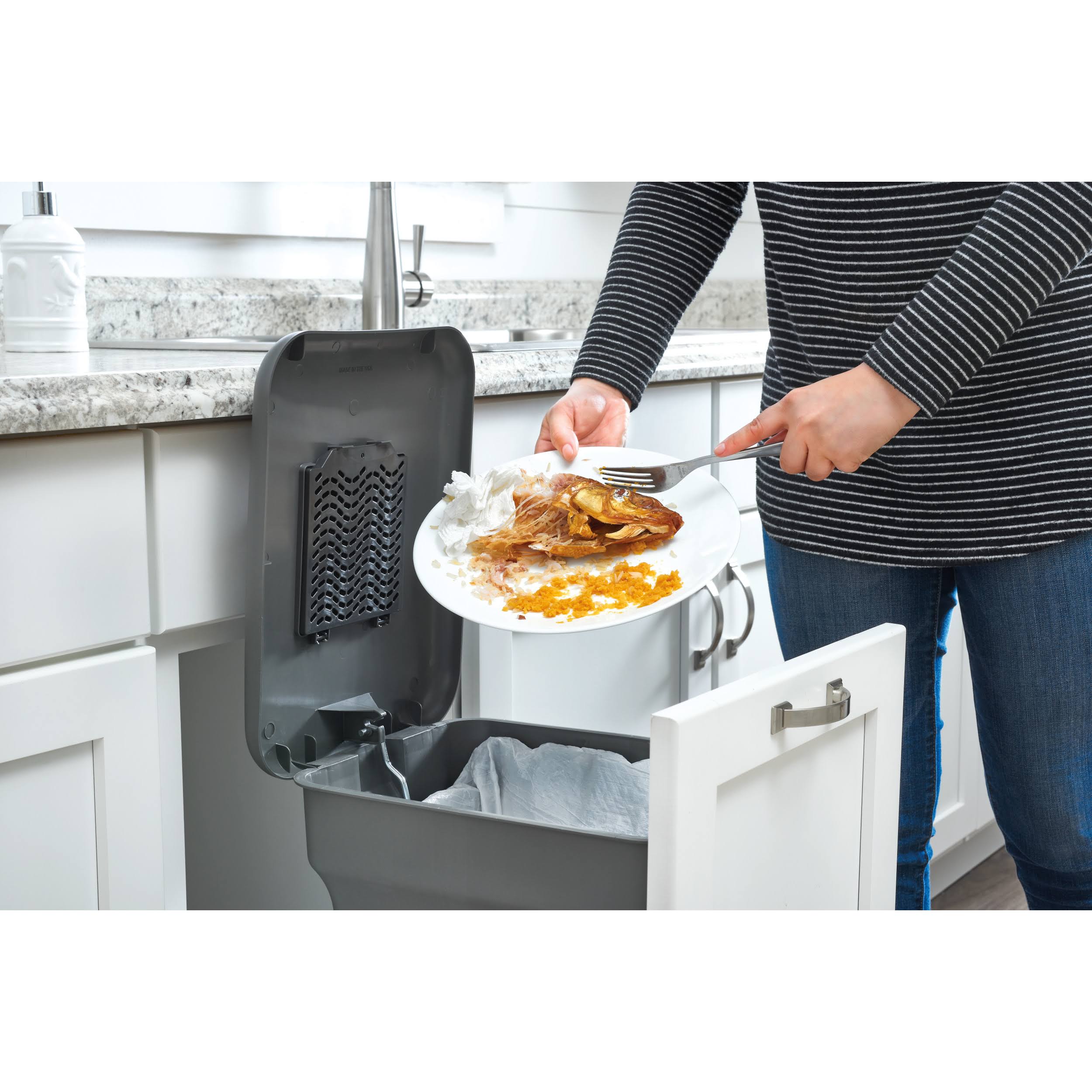 Rev-A-Shelf 5349-18CKGR-2 / Aluminum 35 QRT Waste Container Pull-Out w/Green Compost Bin