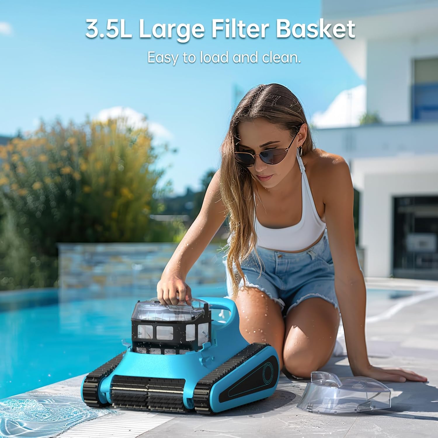 SMONET Cordless Pool Vacuum Robot: Automatic Robotic Pool Cleaner Lasts 150 Mins Wall Climbing 180W Powerful Suction LED Indicator Self-Parking for Above Ground & Inground Pools Up to 2,000 sq. ft.