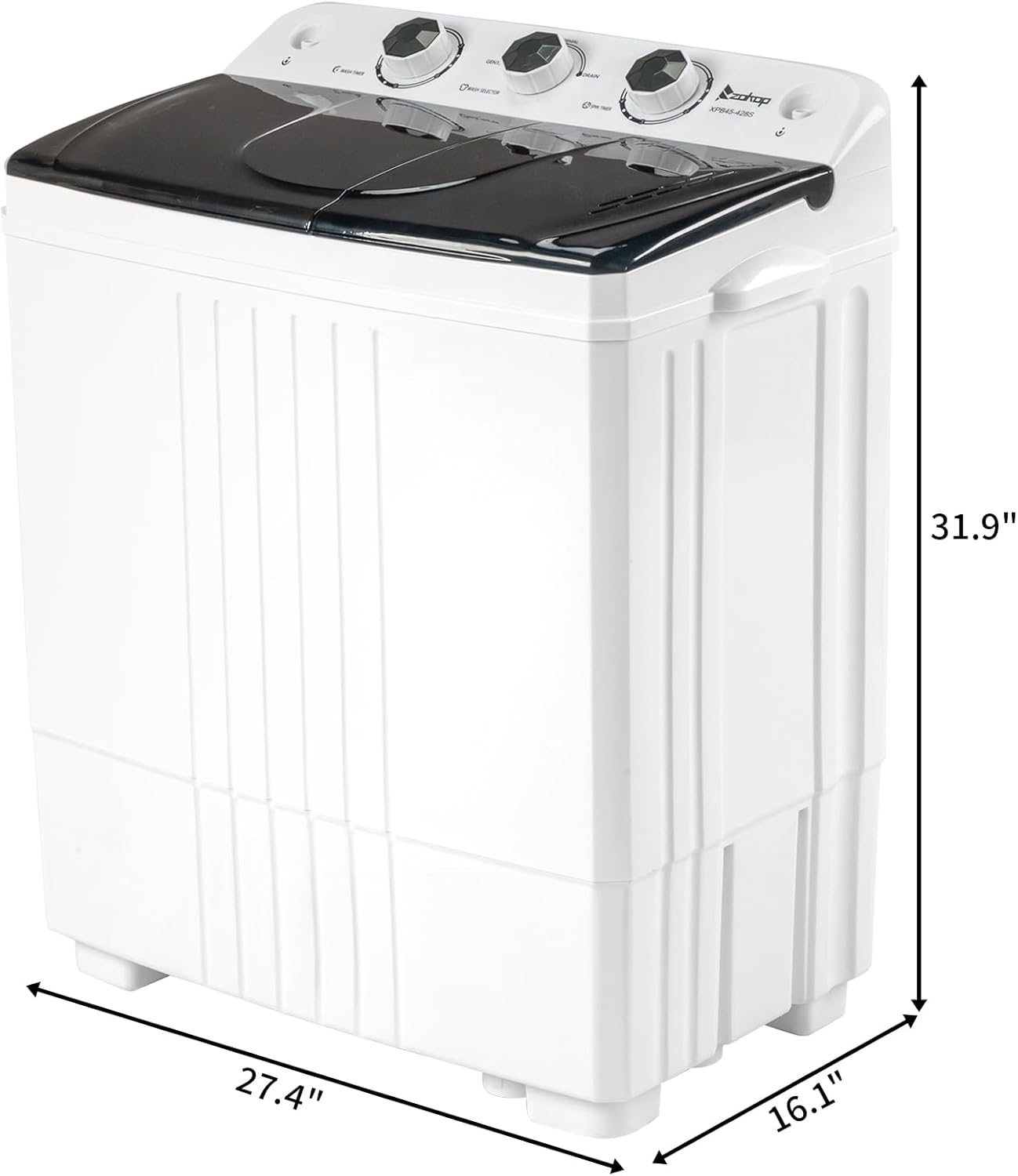 Twin Tub with Built-in Drain Pump 20Lbs Semi-automatic Twin Tube Washing Machine for Apartment Dorms RVs Camping (Arrive in 5 Days from US Warehouse)