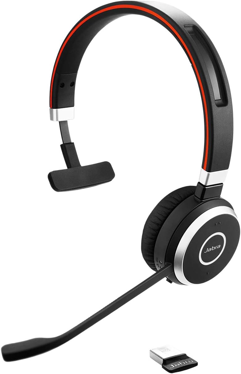Jabra Evolve 65 MS Wireless Headset, Stereo – Includes Link 370 USB Adapter – Bluetooth Headset with Industry-Leading Wireless Performance, Advanced Noise-Cancelling Microphone, All Day Battery