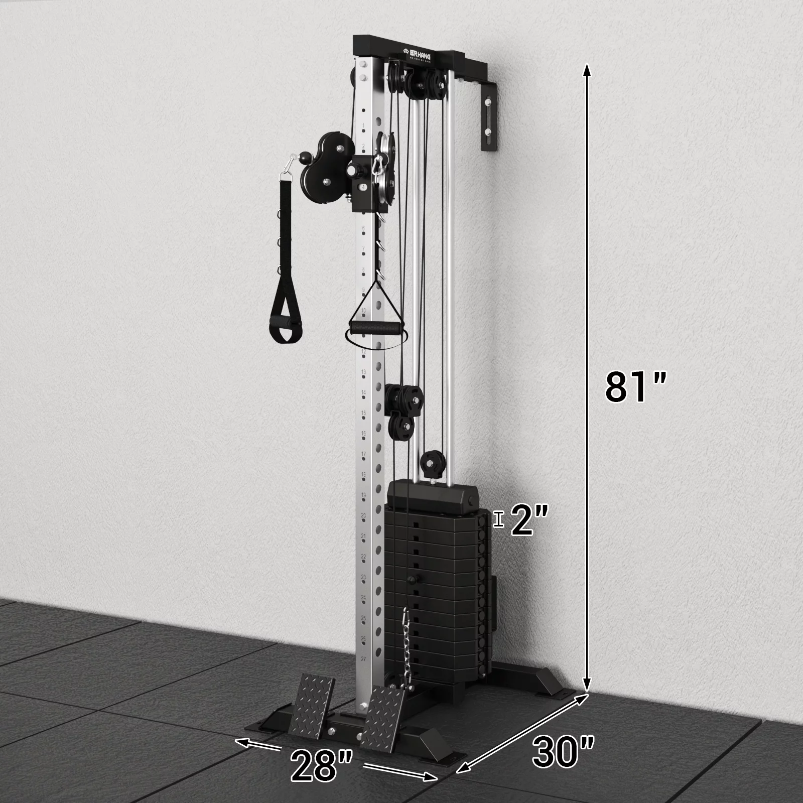 Mikolo Cable Crossover Machine Home Gym, Wall Mount Cable Station with 200LBS Weight Stack,Lat Pull Down Machine with 27 Positions Dual Pulley System