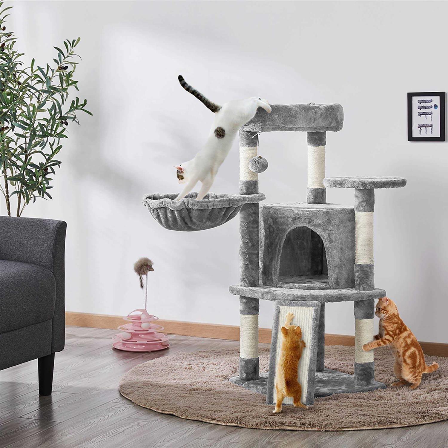 Topeakmart Medium Plush Cat Tree Condo with Basket - Pet Supplies online store