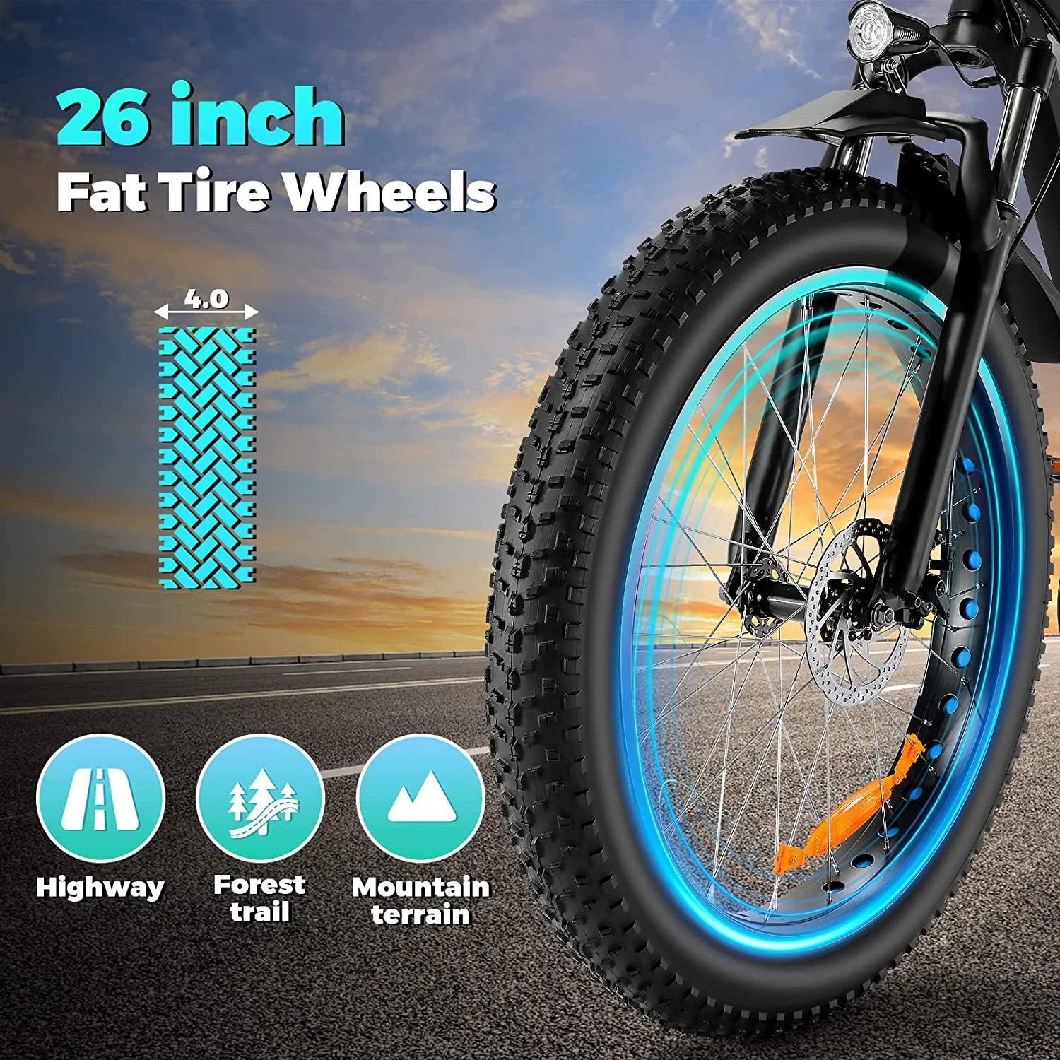Speedrid 26" 4.0 Fat Tire Electric Mountain Bike for Adult 3H Fast Charge, 500W All Terrain Adult Ebike Electric Bicycles with 48V 10.4Ah Removable Battery, Shimano 7 Speed - Curated Treasures Market