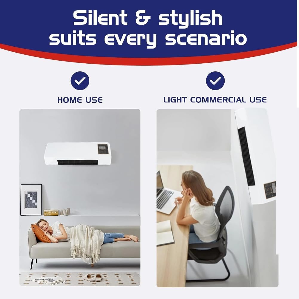 Portable Air Conditioners, Mini Air Conditioners Fan, Heater Portable Wall Mounted Air Conditioning Hot Fan for Small Room Bedroom Office Home