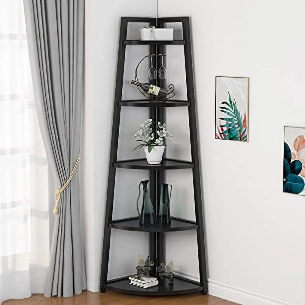 FDIGLUL 70 inch Tall Corner   5 Tier Modern Corner Bookshelf Bookcase Industrial Corner Ladder  Plant Stand for Living Room  Kitchen  Home Office (White) - Curated Treasures Market