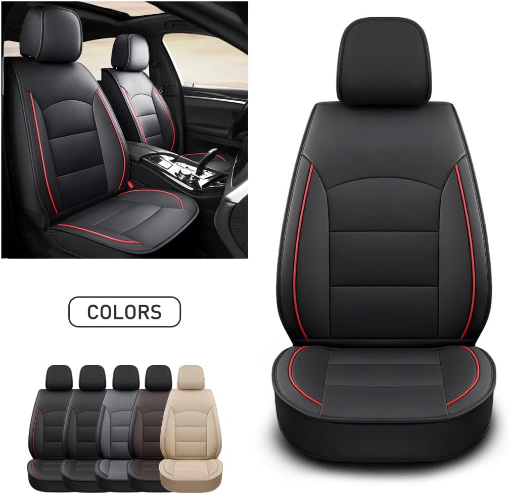 Car Seat Covers Full Set, Front and Back Split Bench Seat Covers with Headrest, Waterproof and Durable Faux Leather Automotive Seat Cushion, Comfortable Seat Protector for Car SUV, Beige