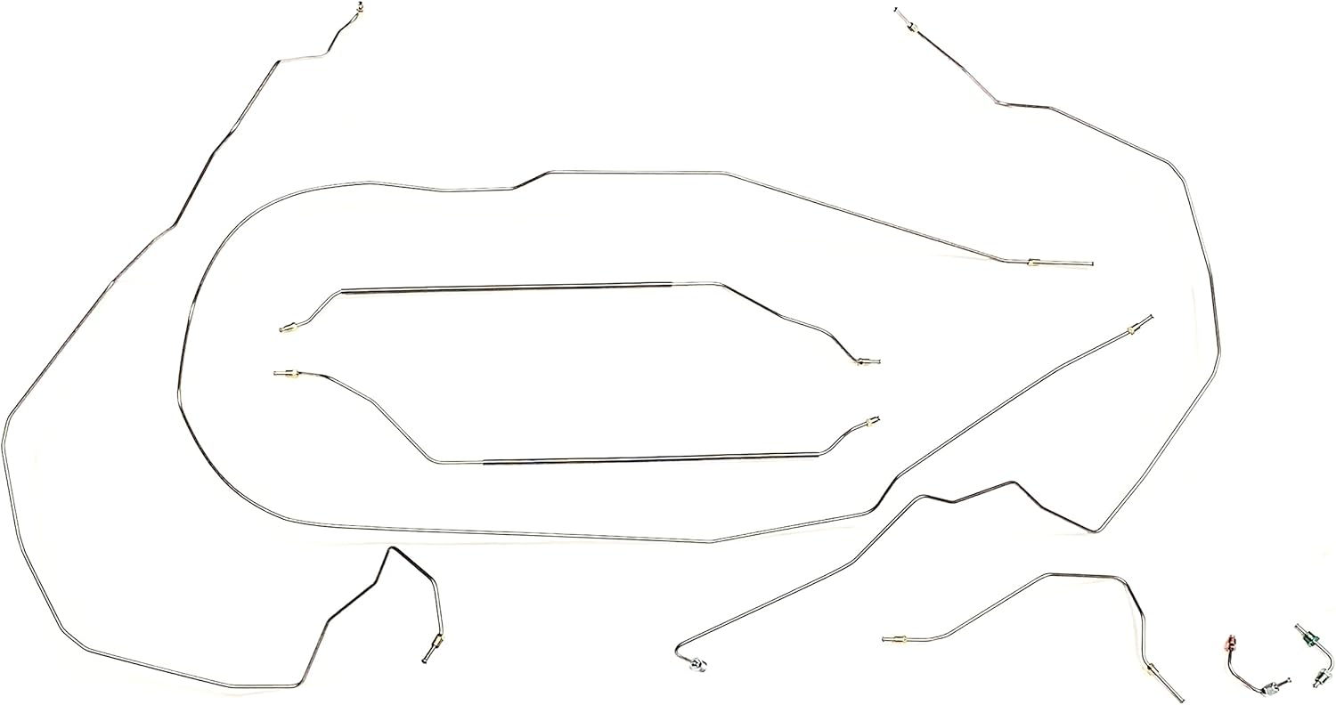Full Car Brake Line Kit - Fits 55-57 Chevy Car - Stainless - Valve/Bracket Included - The Stop Shop