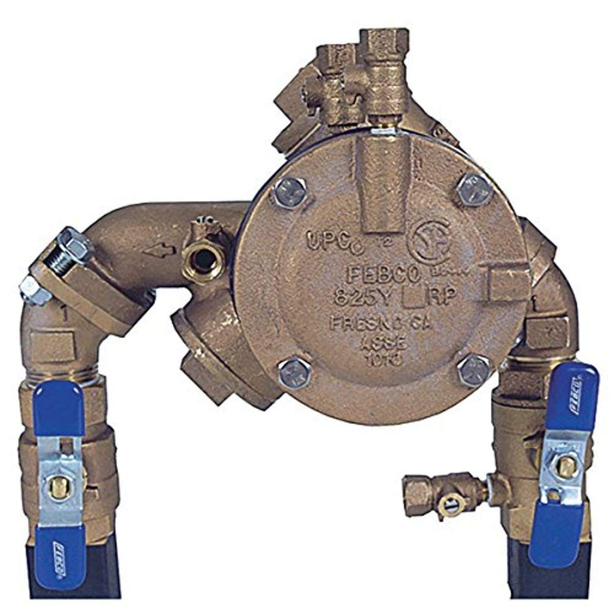 Febco 825EBV70 825YA Angled Union Quarter Turn Shutoff Reduced Pressure Assembly, 1"
