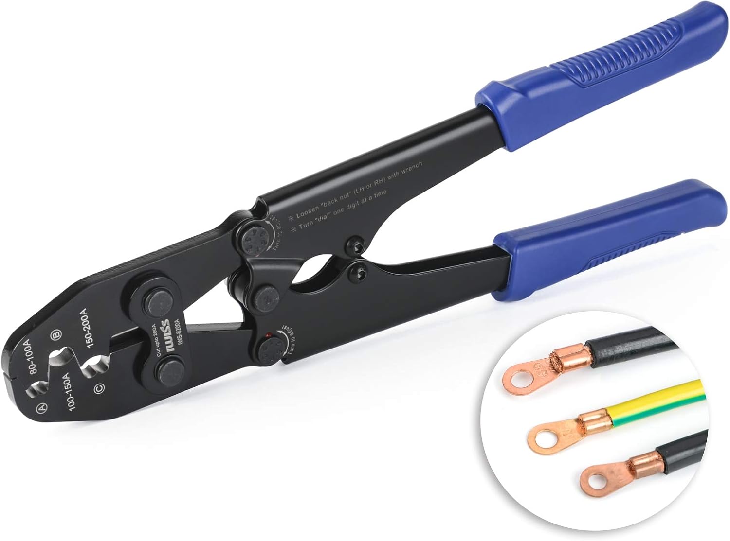 IWISS Battery Cable Lug Crimping Tool for Open Barrel Lug,Lead-Free OEM Battery Terminals,B Type Crimper for AWG 16-4