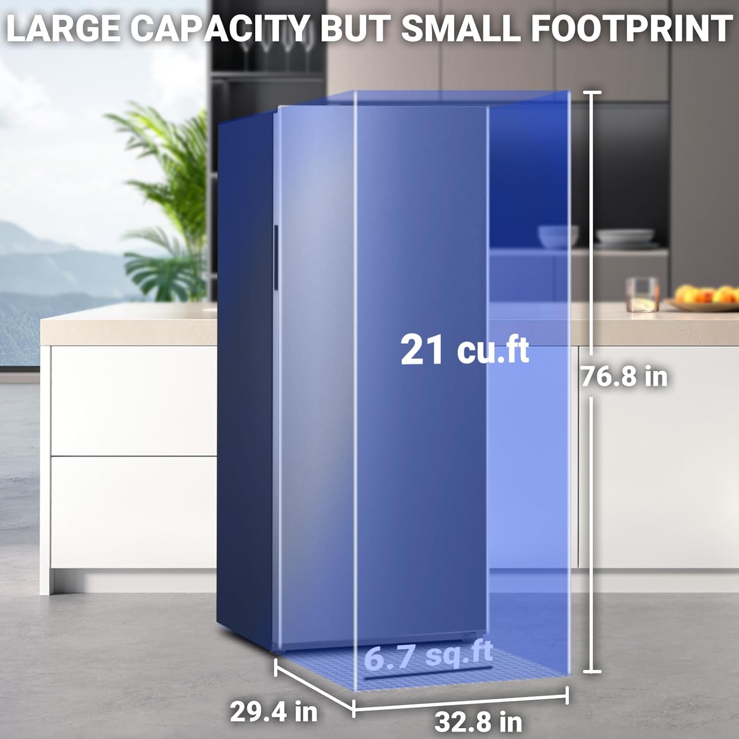 Upright Freezer 21 cu.ft Freezer Upright, Upright Freezers Stand Up Freezer Stainless Steel Standing Freezer Upright for Garage, Kitchen, Home Use(Left Hinge & Right Hinge Set)