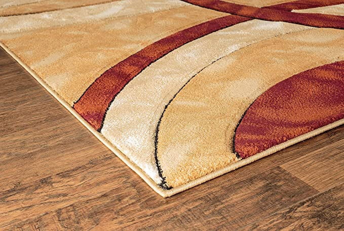 Glory Rugs Area Rug Modern 8x10 Dark red Circles Geometry Soft Hand Carved Contemporary Floor Carpet Fluffy Texture for Indoor Living Dining Room and Bedroom Area