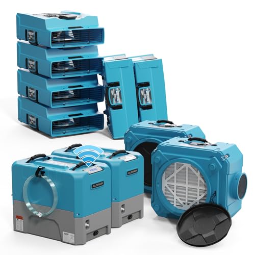 ALORAIR 2 x WiFi Commercial Dehumidifier, 6 x Air Movers and 2x Air Scrubber Combo Package Deals, Water Damage Restoration Equipment