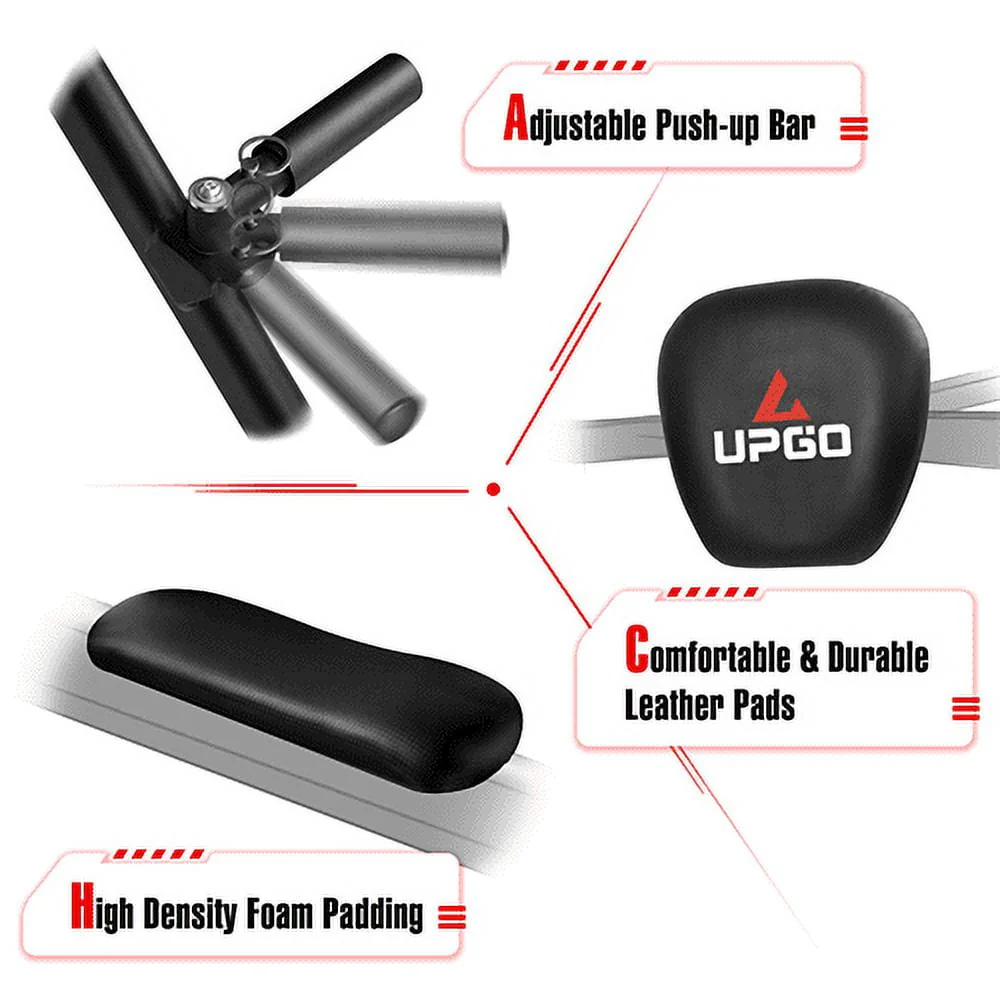 UPGO Adjustable Power Tower 400lbs Max Weight Dip Station Pull up Bar Power Rack Push up Resistance Band for Home Gym Strength Training Workout Equipment