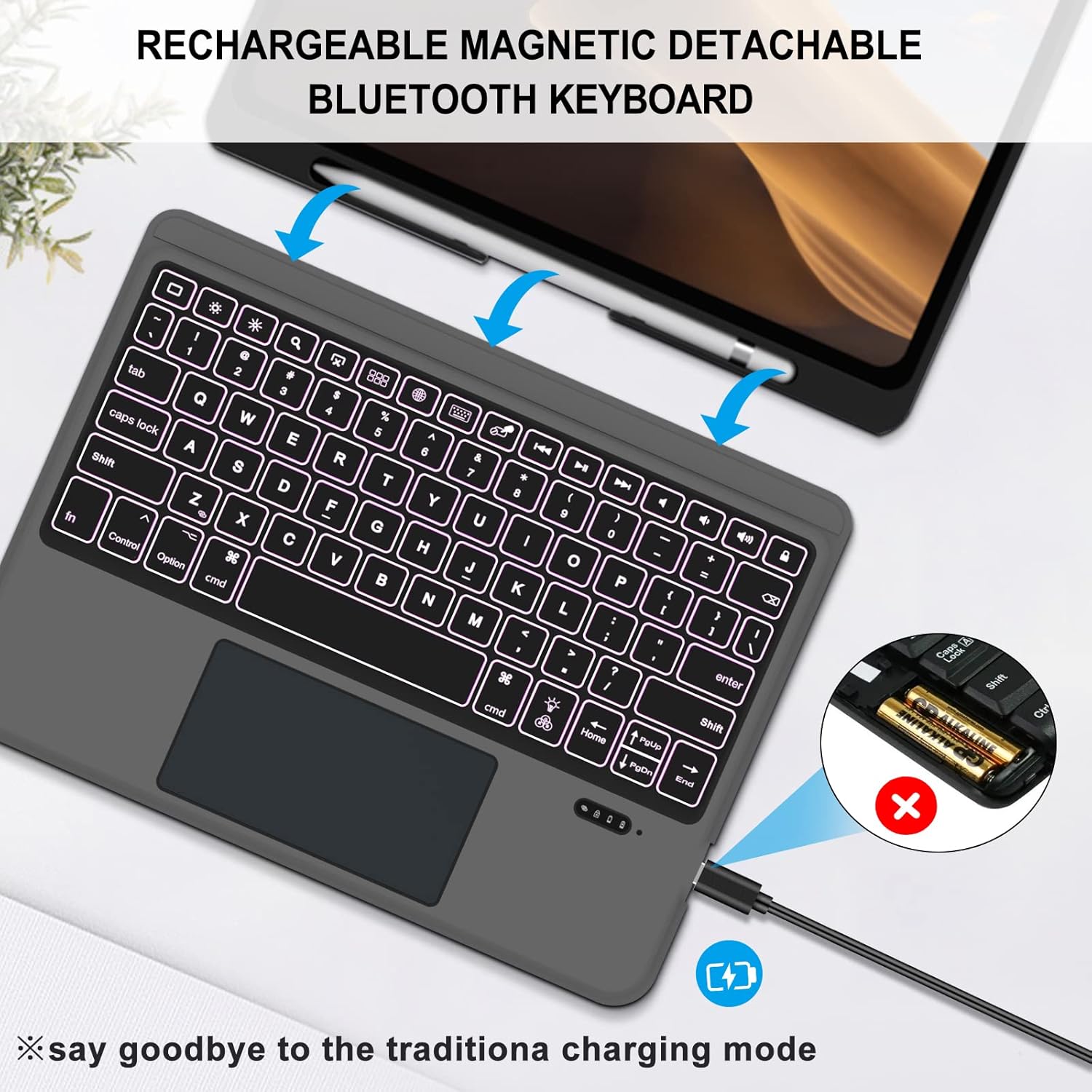 DOKYW Touch Keyboard Case with Backlit for iPad Air 4th Gen Magnetic Detachable Wireless Bluetooth Keyboard Cover Protective Folio Case for iPad Air 4 10.9 inch iPad Pro 2018/2020/2021 11 inch