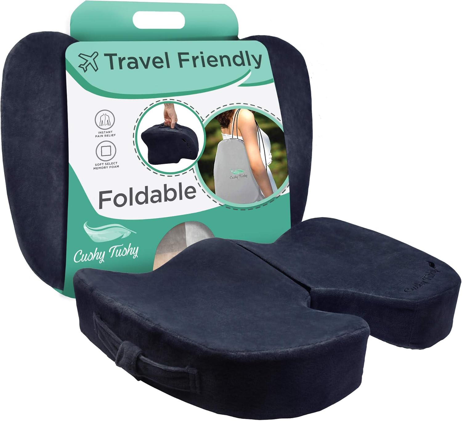 CushyTushy Premium Foldable Piriformis Cushion - Piriformis Relief Cushion for Home Use, Office Chairs, and Car Seats - Piriformis Syndrome Relief