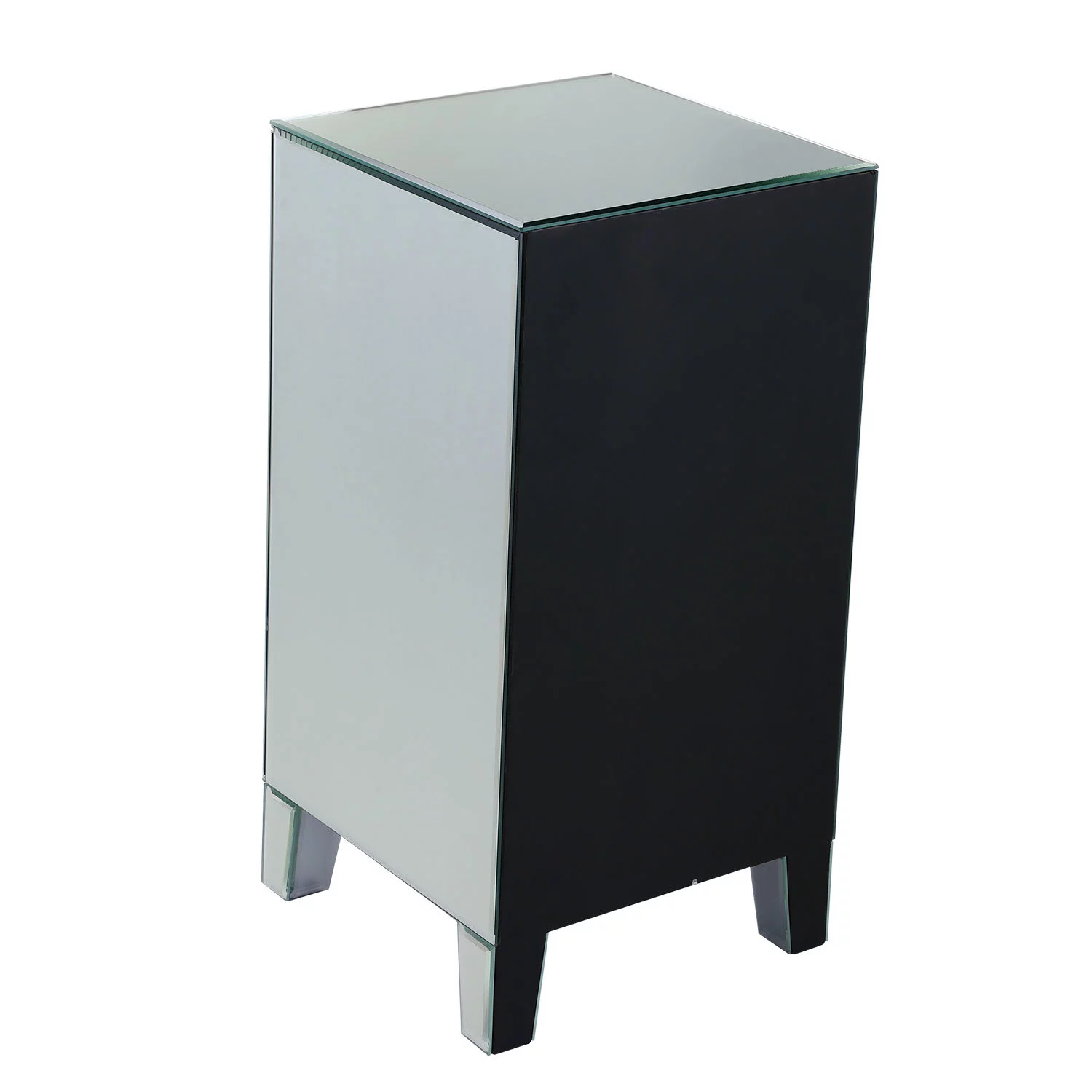 LANTRO JS Modern Mirrored Nightstand, Sofa Side Table with 3 Crystal Diamond Drawers, End Table for Bedroom Living Room Furniture