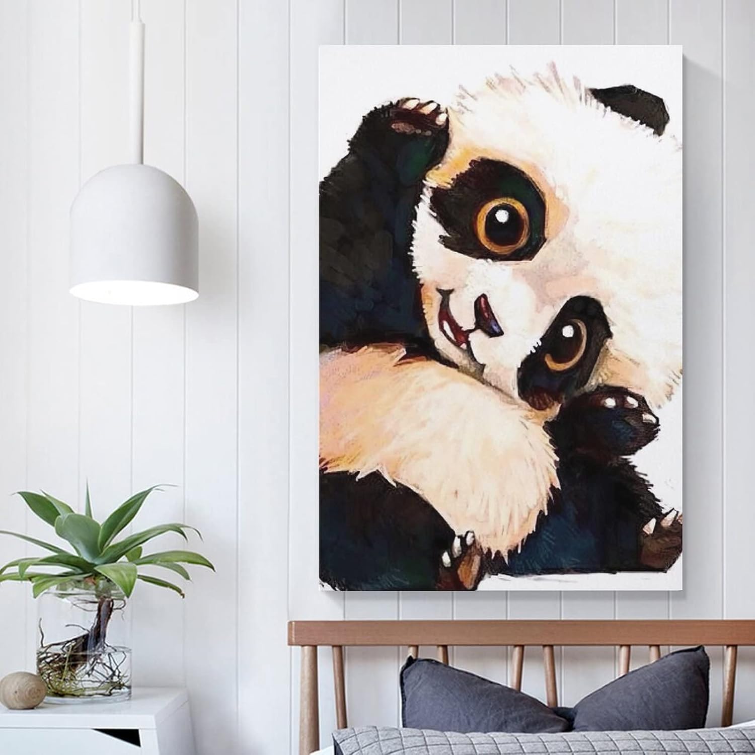 Panda Aesthetic Posters Canvas Painting Cute Posters and Prints Funny Animals Wall Art Home Decor Poster for Kids Room 12x18inch Frameless