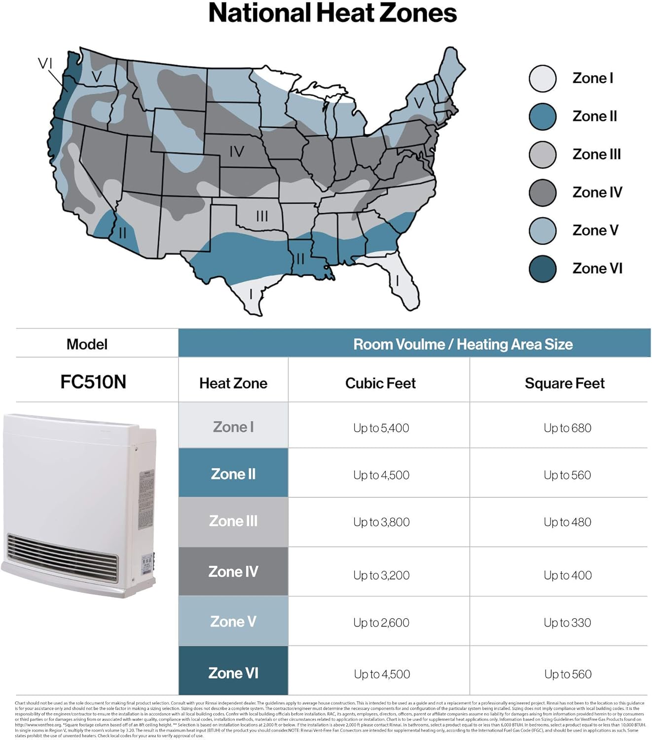 Rinnai FC510N Ventless Natural Gas Heater, Energy-Efficient Space Heater with Programmable Thermostat
