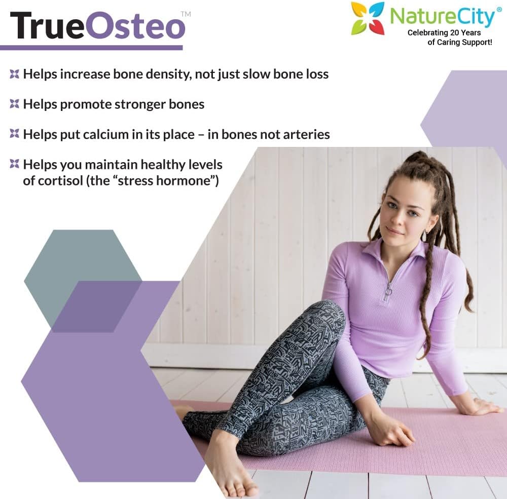 True-Osteo Plant Calcium Bone Support Supplement w AlgaeCal Vitamin K2 Magnesium Pack of 2