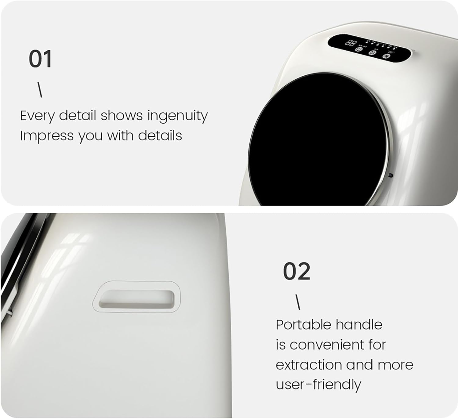 Mini Automatic Washing Machine, 2L Underwear Washer with Spin Dryer, Compact Small Portable Laundry Machine with Touch Panel, Stainless Steel Inner Barrel, 7 Washing and Care Modes