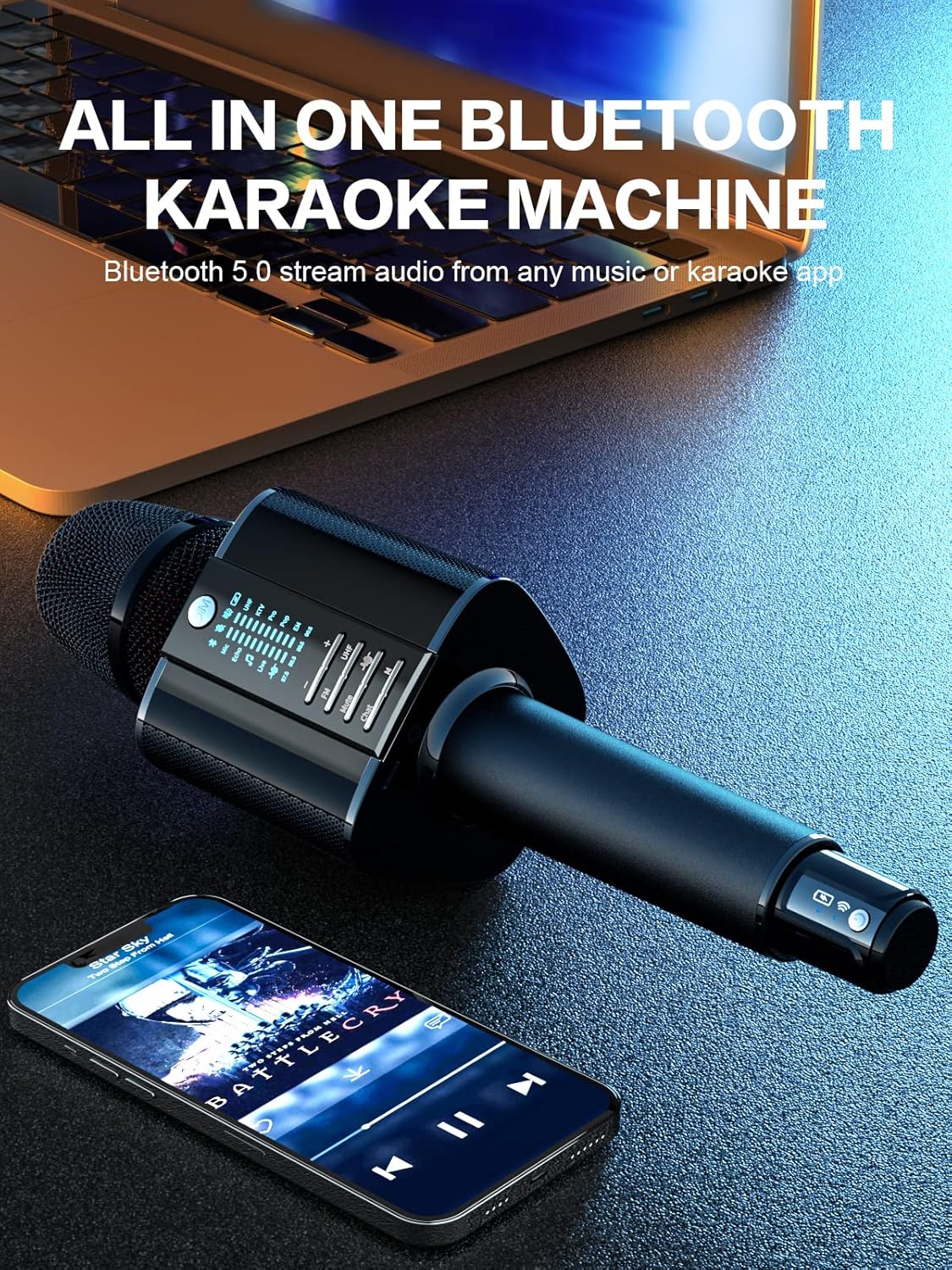 BONAOK Karaoke Microphone,2022 Version Bluetooth Wireless UHF Karaoke Mic Speaker, Portable Handheld Karaoke Machine Compatible with Car/Phones/PC G20 Black