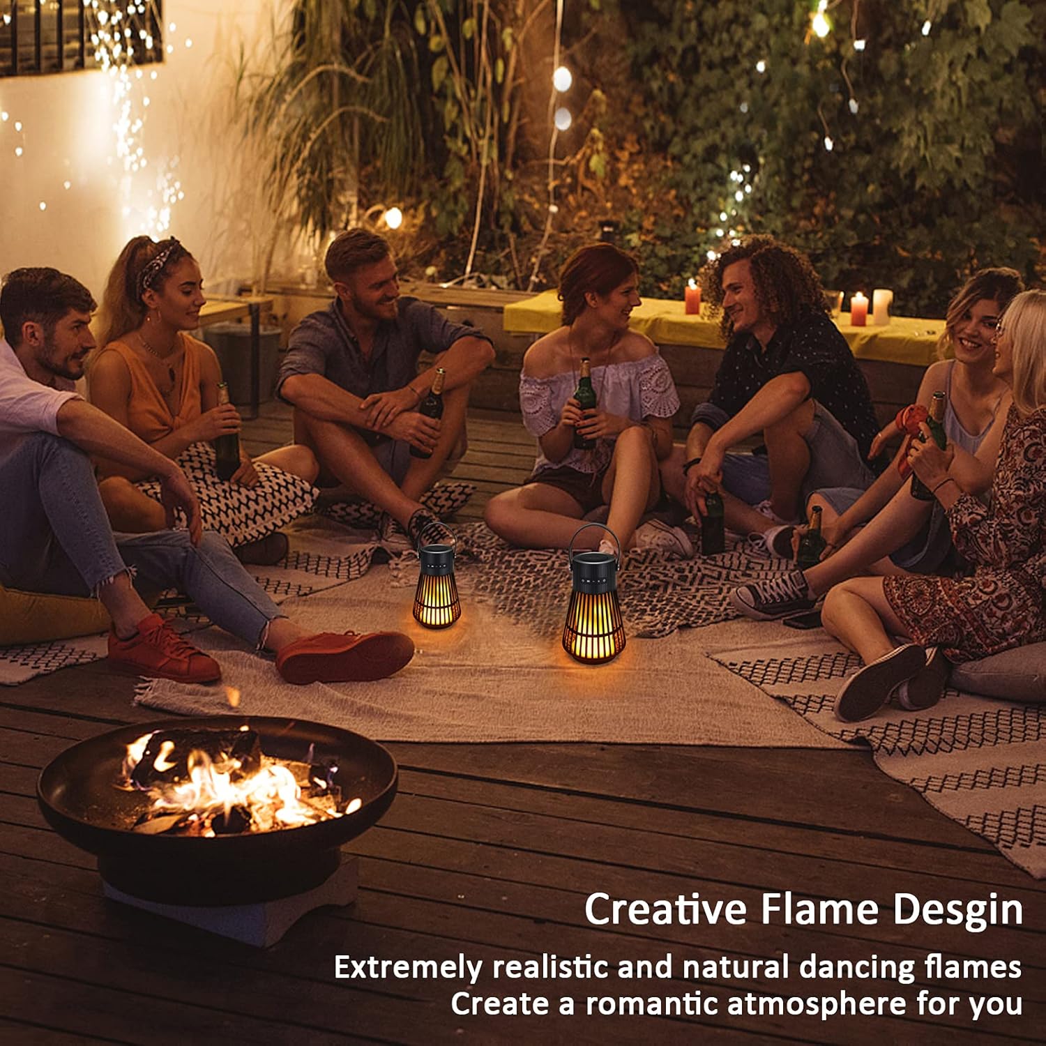 LED Flame Speaker, Tesoorda Portable Waterproof Bluetooth Wireless Speaker for Indoor/Outdoor, LED Flame Effect Speaker with Stereo Sound, Led Table Lanterns/Lamp for Patio,Garden,Camping (1 Pack)