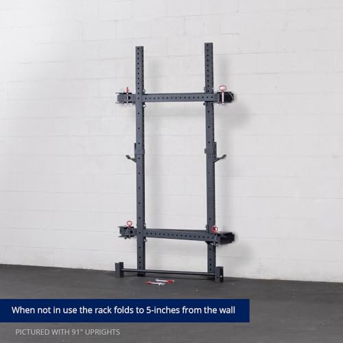 Titan Fitness T-3 Series 82-inch Wall Mounted Folding Power Rack, Space Savings Rack, Folds up to 5" from The Wall
