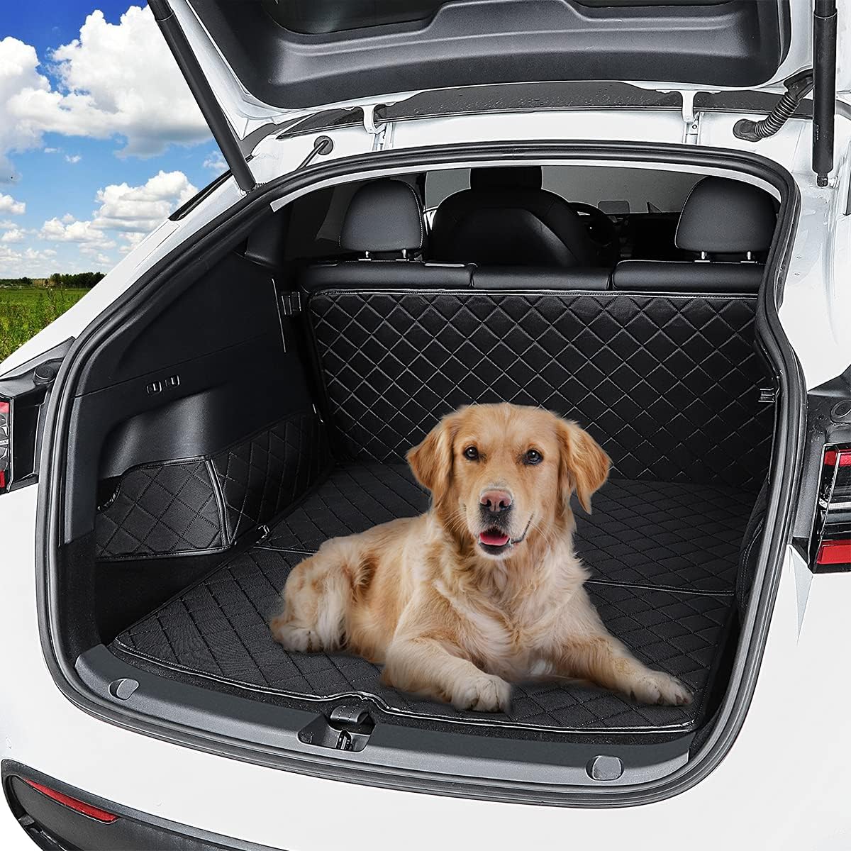 BMZX Tesla Model Y Trunk Mat Cargo Liner for Dogs Waterproof Pet Cargo Cover Dog Seat Cover Mat Fit 2021 2020 Model Y