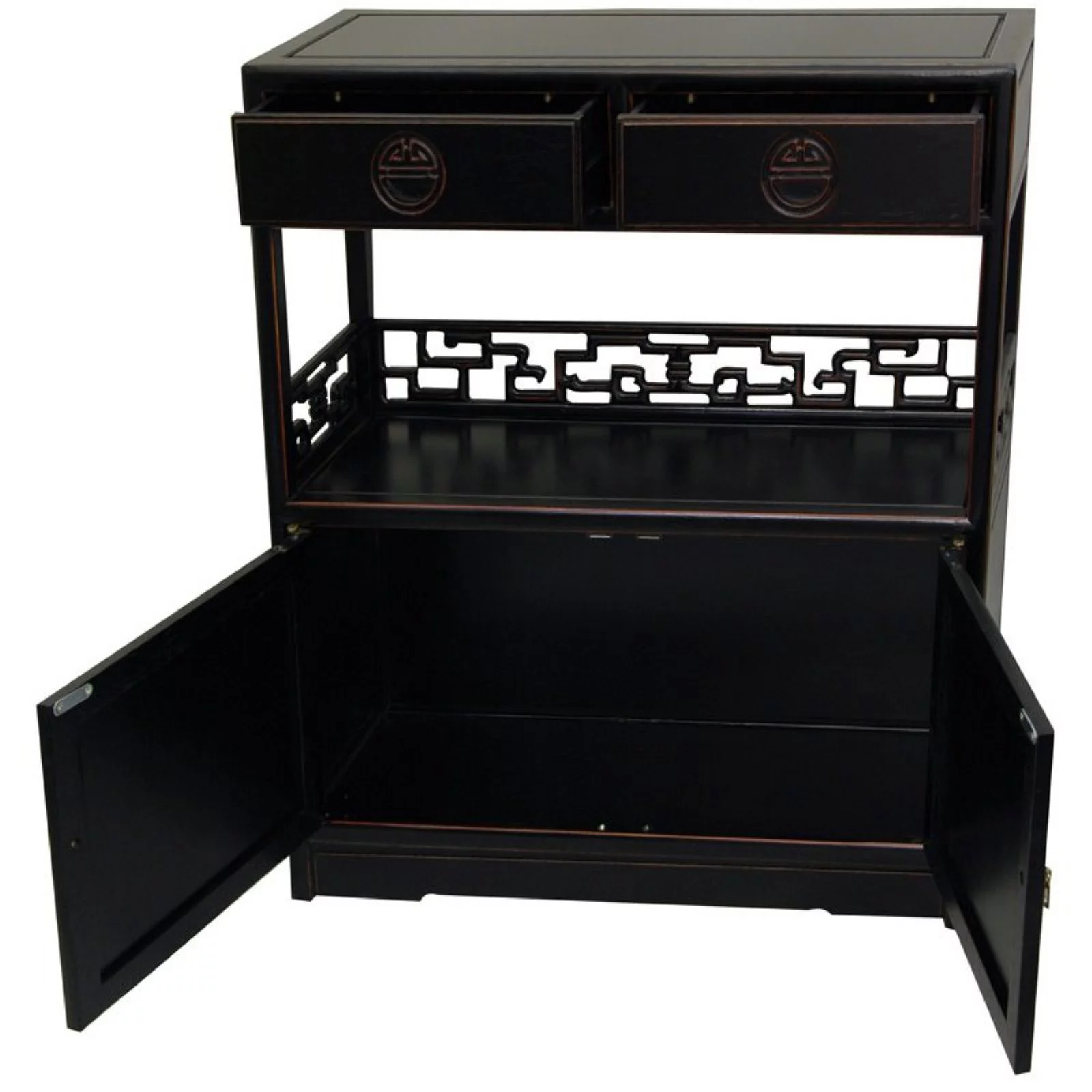 Oriental Furniture Oriental Furniture Rosewood Long Life Display Cabinet, 34.00"H, Asian design, traditional