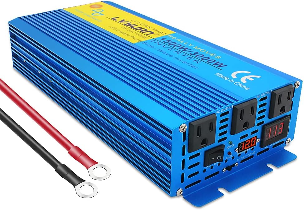 Cantonape Pure Sine Wave Inverter 4000W Power Inverter 24V to 110V DC to AC with LED Display Remote Controller for Truck RV Home Solar System