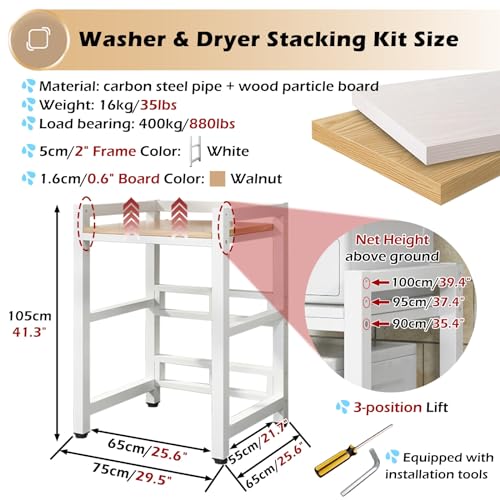 Portable Laundry Room Washer And Dryer Rack, Space-saving Stacking Kit Adjustable Stand Bathroom Washer Tumble Dryer Shelf Stacker, Commercial Home Dishwasher Storage Shelf