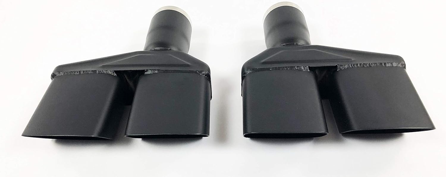 Exhaust Tips 2.25 in Inlet 8.25" X 2.00" Challenger 10.50 in Long Dual Stainless HT Black Wesdon Exhaust Tips Left/Right