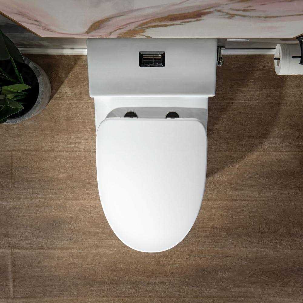Woodbridge 1-piece 1.28 GPF Conserver High Efficiency Dual Flush All-in-One Toilet with Soft Closed Seat Included in White - Shop Hardware Tools Online Store