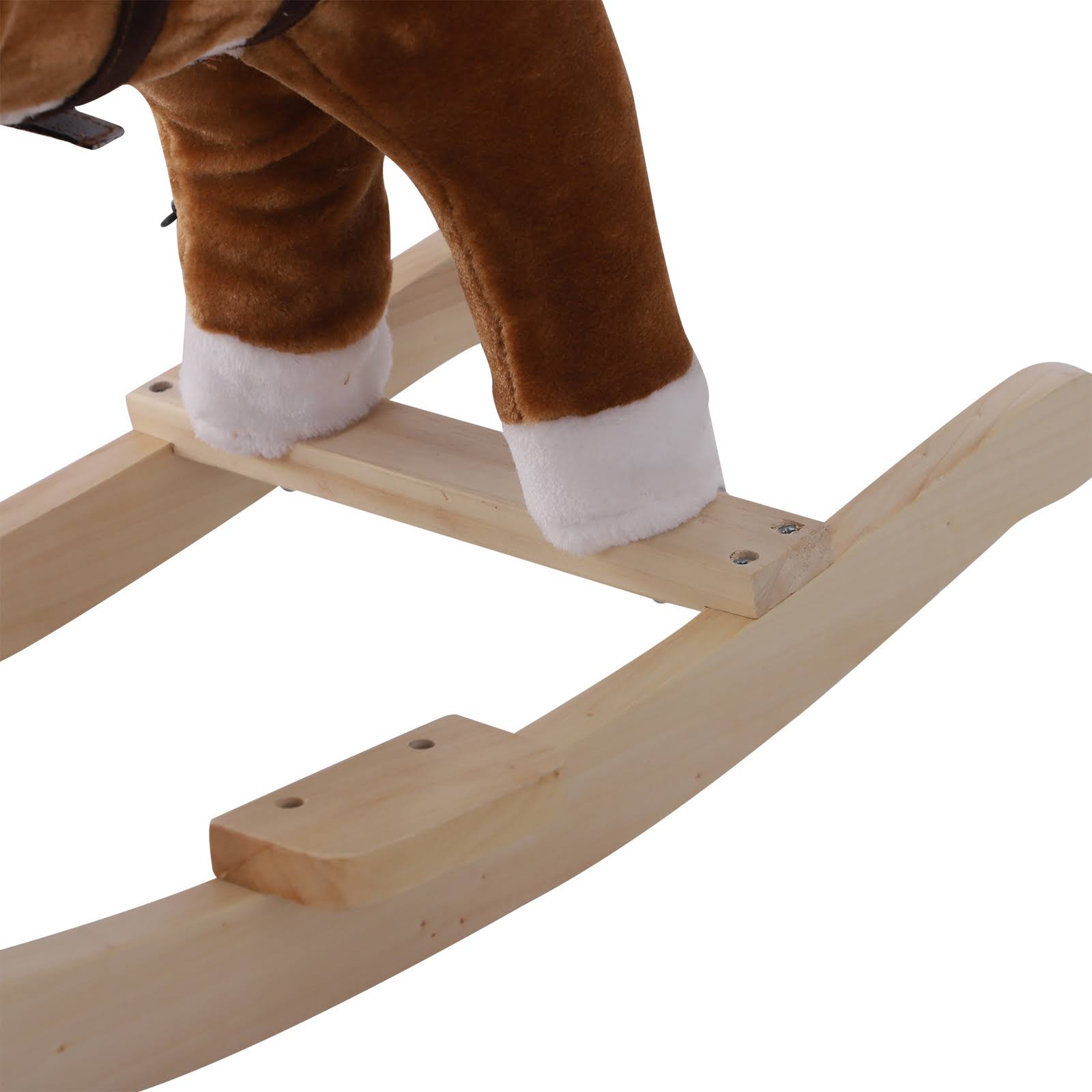 Qaba Kids Plush Toy Rocking Horse Ride on with Realistic Sounds u0026 Tail with Red Scarf