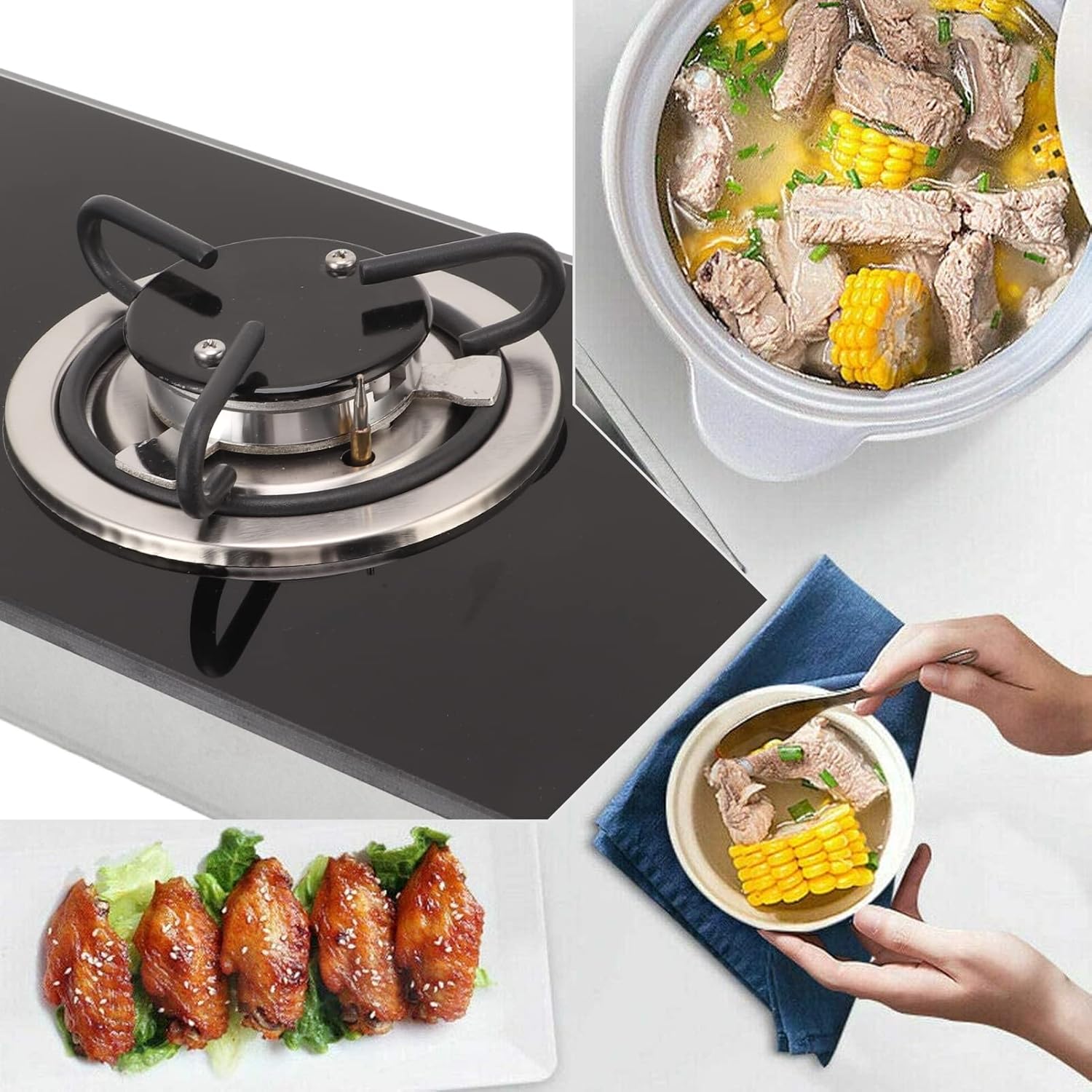 Single Burner Gas Cooktop, 1.8Kw Stainless Steel RV Gas Stove Top with Stepless Adjustable Fire, Portable Tempered Glass 1 Burner Gas Stove for RV Yacht Caravan Apartments Camping