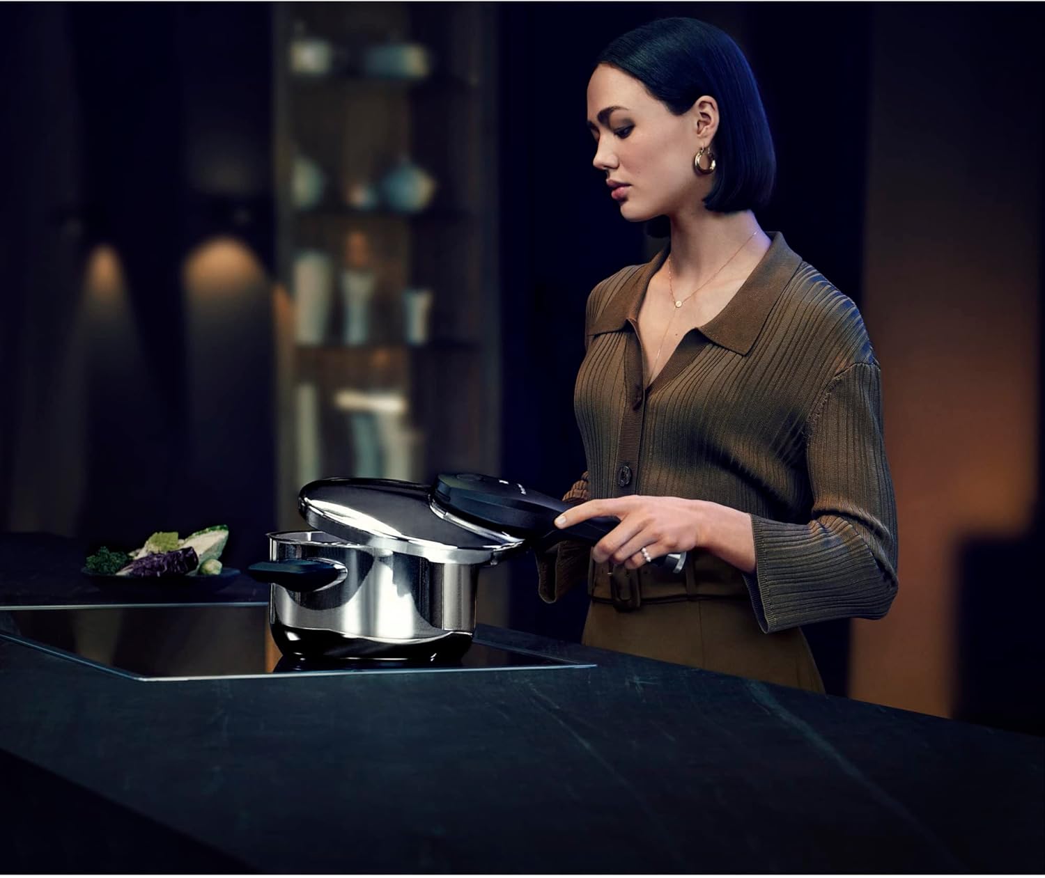WHF WMF Perfect Premium Pressure 4.5 L Cromargan Polished Stainless Steel 2 Cooking Levels All-in-One Rotary Knob Suitable for Induction Cookers Dishwasher Safe Diameter 22 cm, Silver