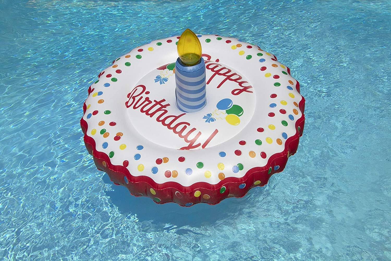 Swimline LED Birthday Cake Inflatable Pool Island