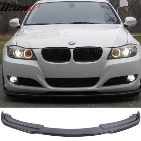 Ikon Motorsports Compatible with 09-12 BMW E90 LCI 3-Series H Style Sedan 4 Door Front Bumper Lip PU, Black - Megean