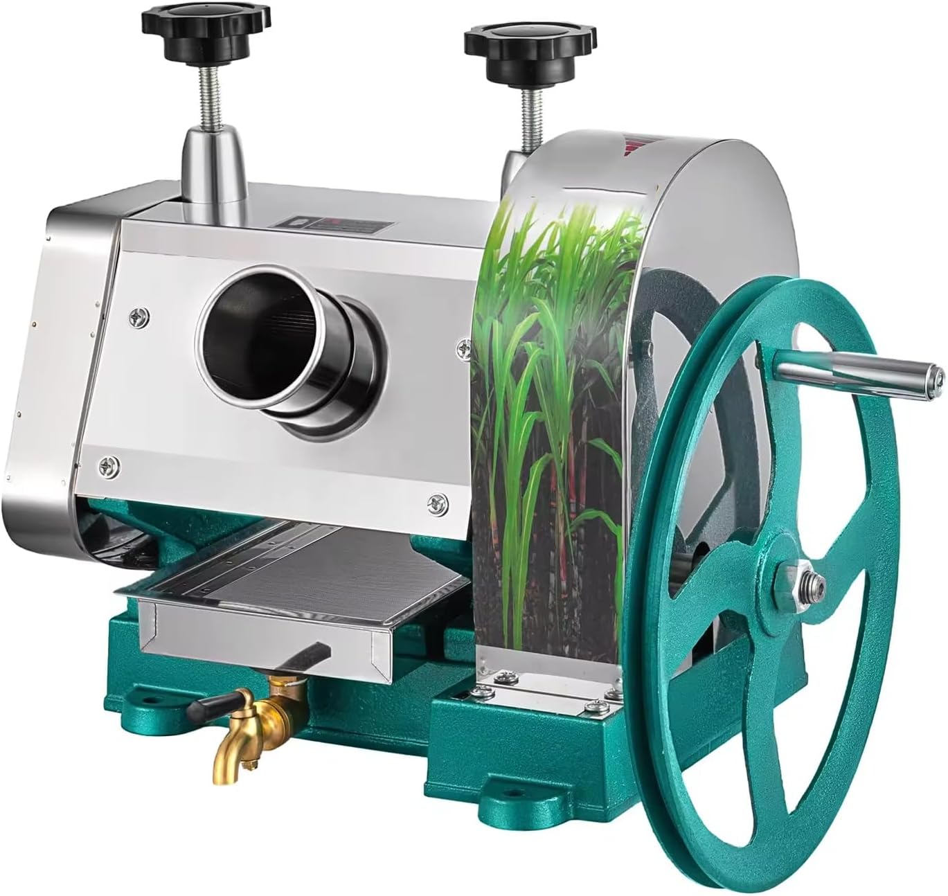 Manual Sugarcane Juice Machine, Hand Crank Sugarcane Juicer with Handwheel, Efficient Juicing 110 Lbs Output Per Hour, Suitable for Fruit Stores Cold Drink Stores Restaurants and Hotels