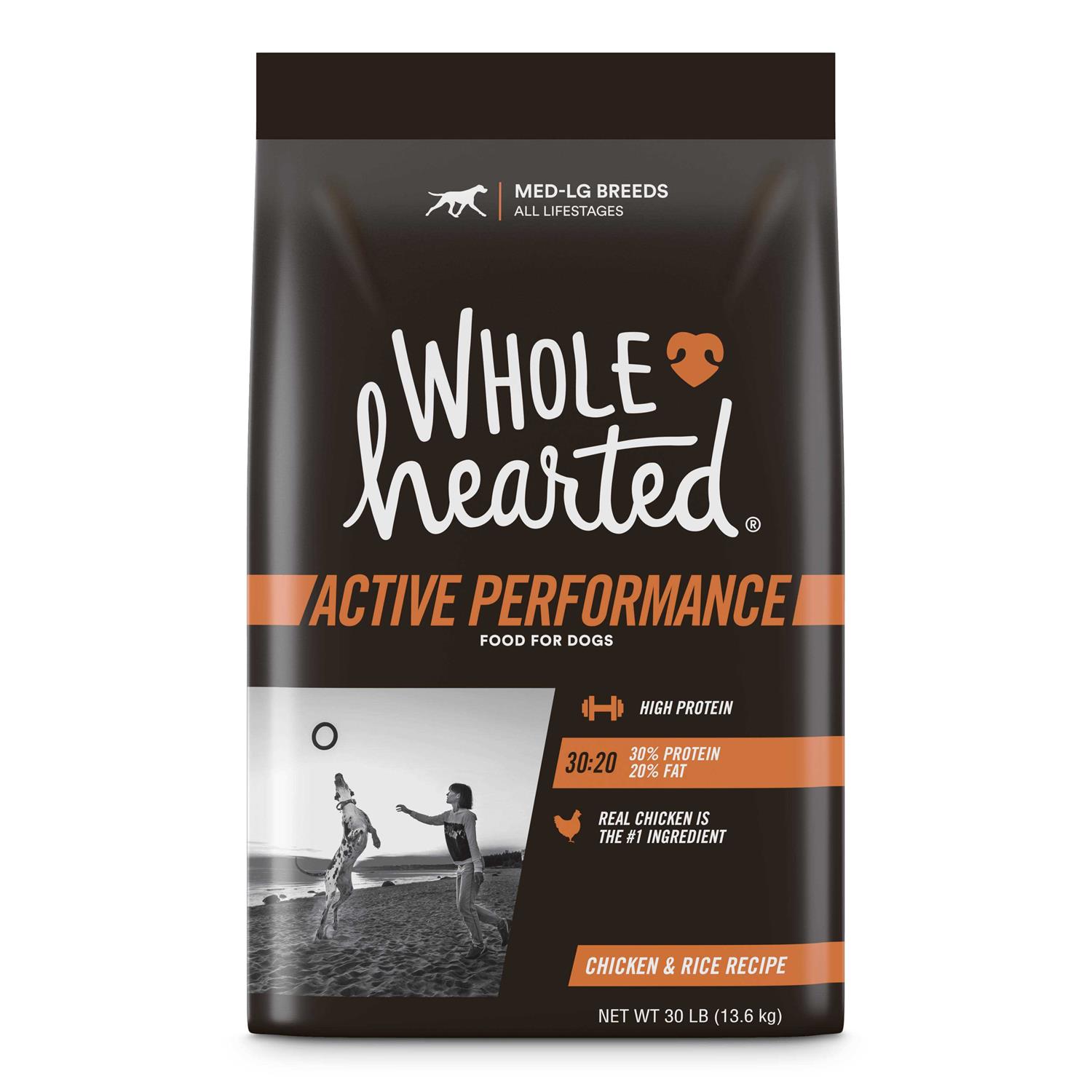 WholeHearted Active Performance High-Protein Chicken &amp; Rice Recipe Dry Dog Food - Pet Supplies online store